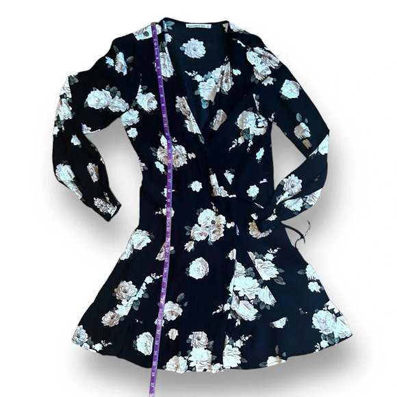 Abercombie & Fitch Floral Wrap Dress Long Sleeve Black Pink Women’s Size small - Picture 4 of 7